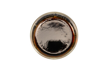 Cola soda in plastic cup isolated on white background.