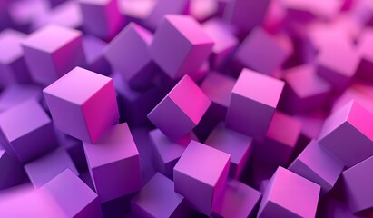 3d render of abstract background with cubes in purple and pink colors