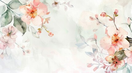 Romantic wedding ceremony program template with delicate watercolor florals for commercial projects