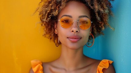 Vibrant Portrait with Bright Colors and a Stylish Model