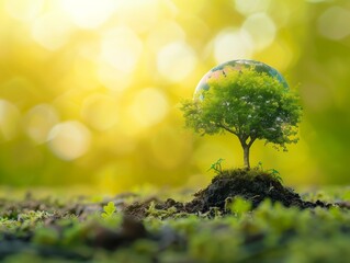 Eco-friendly Sustainability: A Tree in a Bubble on Earth Day