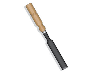 vector design of a tool called a chisel which is usually used to carve objects the handle is made of wood and the bottom is made of iron