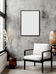 Modern home interior mockup background, chair, frame, room