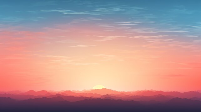 A beautiful landscape image of a sunset over a mountain range