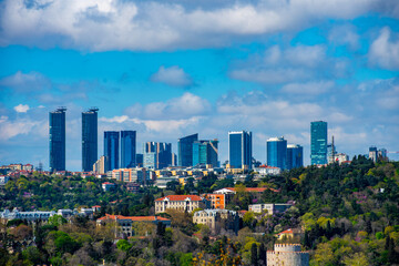 Istanbul, Turkey. Skyscrapers, hotels and modern office buildings. View from the Istanbul city center.