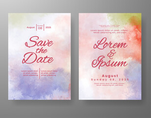 Wedding invitation with abstract watercolor background