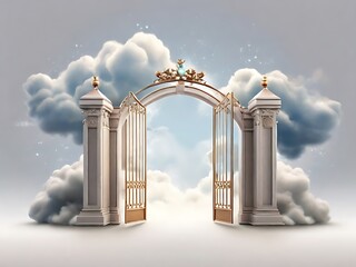 The Pearly Gates with clouds and Heaven isolated on transparent background.