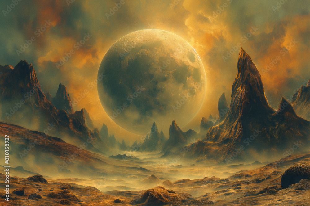 Wall mural surreal solar system: a celestial canvas of wonders and imagination. generative ai