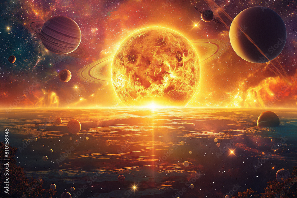 Canvas Prints surreal solar system: a celestial canvas of wonders and imagination. generative ai