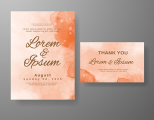 Wedding invitation with abstract watercolor background