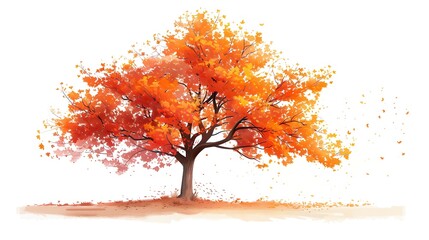 maple orange cypress, watercolor style, clean white background