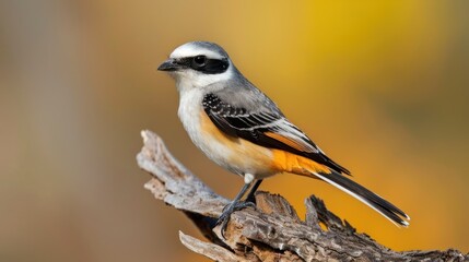 Naklejka premium A bird is perched on a branch, singing