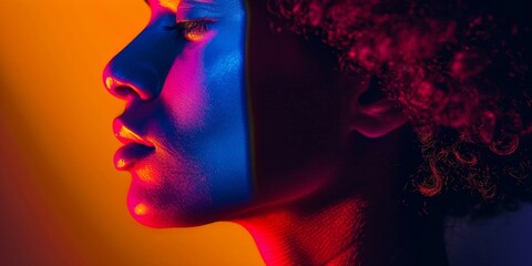Vibrant dual-toned portrait of a woman