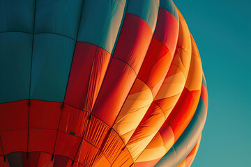 Obraz premium Hot air balloon in blue sky, closeup