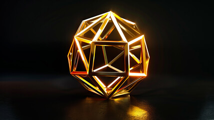 A golden geometric object on a black background.