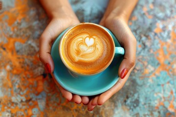 Perfectly steamed milk creating a beautiful heart pattern in a latte, symbolizing love and care in a cup