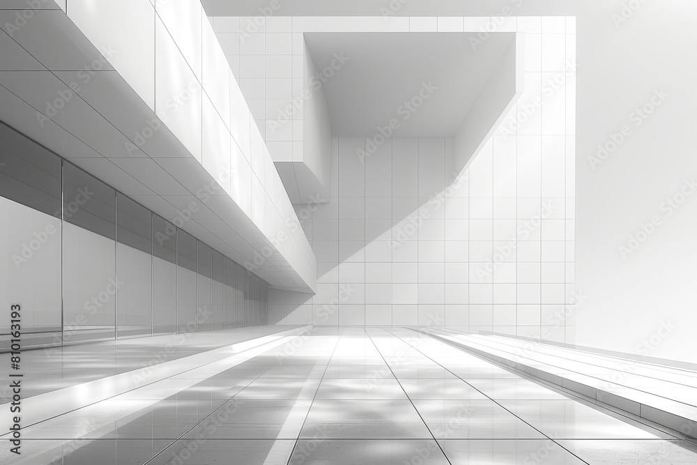 Poster stark white architectural lines and angles creating a high-key minimalistic abstract concept with bo
