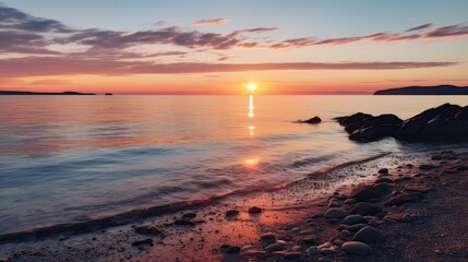 Stunning sunset over a serene coastal landscape