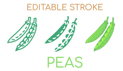 Peas line icon, filled and flat. editable stroke