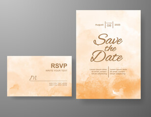 Wedding invitation with abstract watercolor background