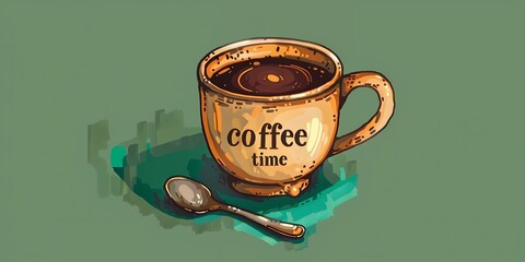 a cup of coffee, a poster background image of a coffee cup, coffee beans