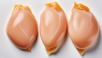 Raw chicken fillets on white background, Chicken breast meat isolated with clipping path