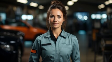 Naklejka premium portrait of a confident female mechanic