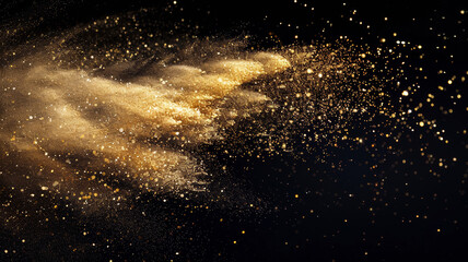 Luxurious Gold Glitter Explosion on Black Background