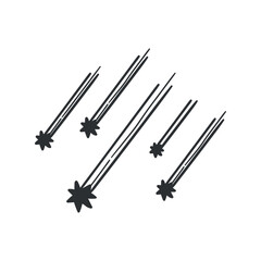 Meteor Shower Icon Silhouette Illustration. Astrology Vector Graphic Pictogram Symbol Clip Art. Doodle Sketch Black Sign.