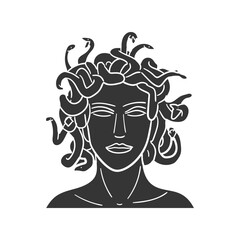 Medusa Icon Silhouette Illustration. Ancient Creatures Vector Graphic Pictogram Symbol Clip Art. Doodle Sketch Black Sign.