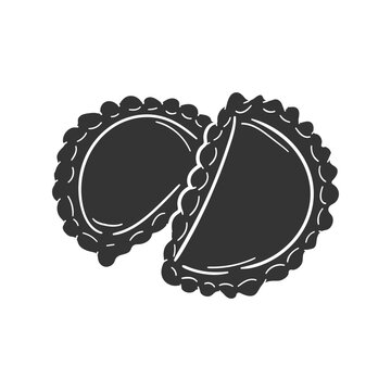 recommend clip art: Mezzelune Icon Silhouette Illustration. Italian Pasta Vector Graphic Pictogram Symbol Clip Art. Doodle Sketch Black Sign.