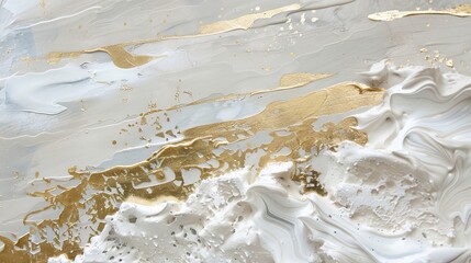 beige white acrylic painting, gold foil luxury highlights, 16:9