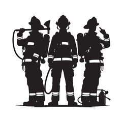 Firefighters group pose silhouette vector 
illustration 