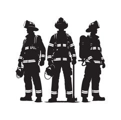 Firefighters group pose silhouette vector 
illustration 