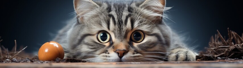 curious cat peeking out from behind leaves