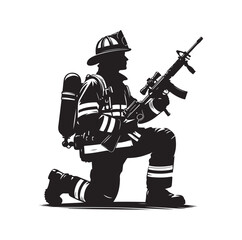 Firefighters group pose silhouette vector 
illustration 