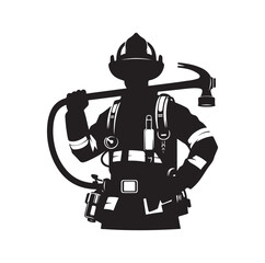 Firefighters group pose silhouette vector 
illustration 