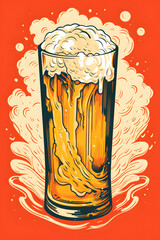 Pint of beer, drinking beer, illustrated beer pint