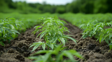 A field of cannabis plants ready for harves