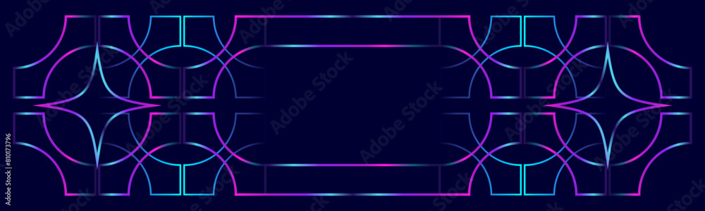 Poster technology abstract background with glowing lines in blue pink colors on dark space shape decoration