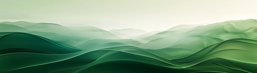 The image is a green abstract landscape. It could be a painting or a photograph of a natural scene. The colors are muted and the overall effect is one of tranquility.