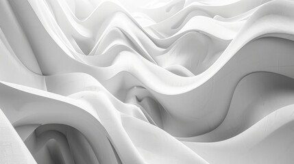 The image is a white, flowing, organic shape that is reminiscent of a wave or a piece of cloth. It is set against a solid white background.