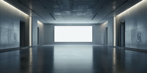 blank billboard in a modern office building interior
