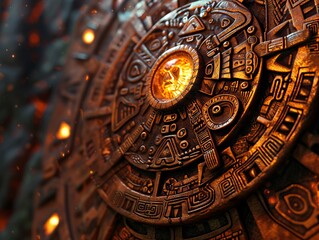 Fototapeta premium A close up of an ancient mexican calendar.