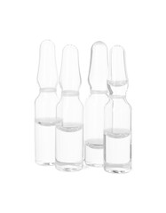 Glass ampoules with liquid isolated on white