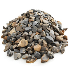 Gravel driveway construction isolated on white background, photo, png
