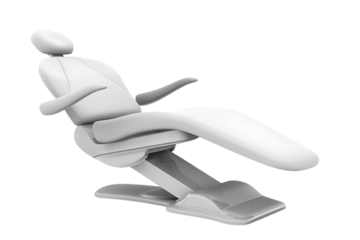 Dental chair, medical furniture, isolated on transparent background. Seat for dental examination, cleaning and treatment