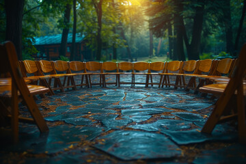 Waiting for one's turn to speak during a group discussion, demonstrating patience and respect for others' opinions. Concept of conversational courtesy. Generative Ai.