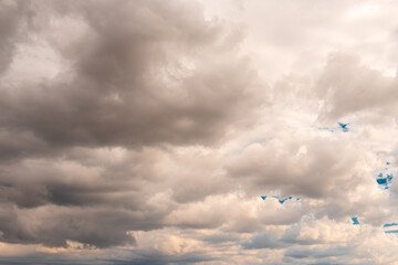 cloudy stormy sky in the early spring morning