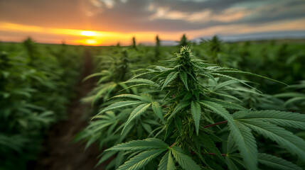 A field of cannabis plants ready for harves